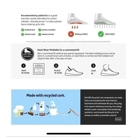 Sole Insoles NIB- Superior Support for Pain Relief (size women’s 10) - Picture 11 of 11